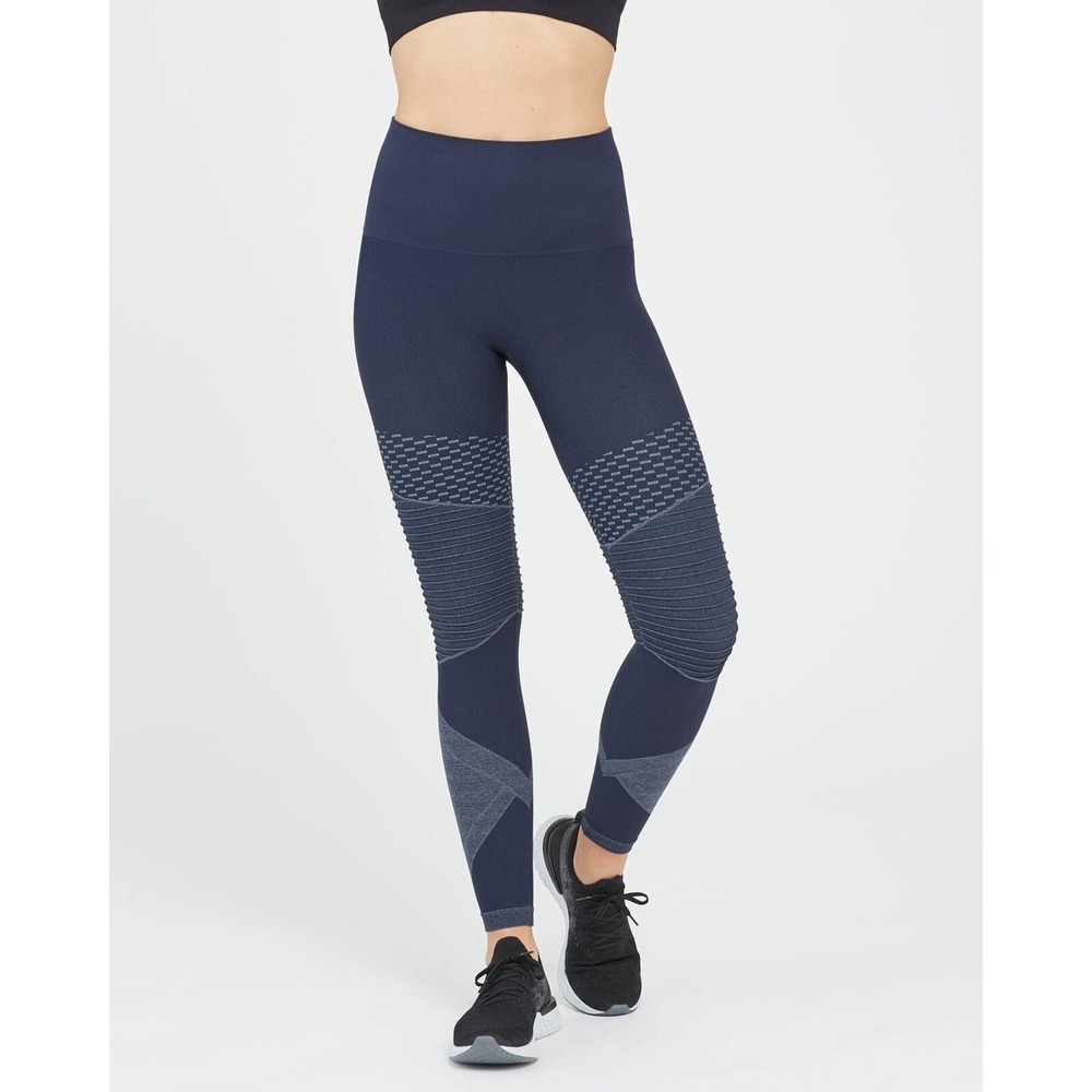 NEW Spanx Look At Me Now Seamless Moto Legging Indigo Blue Women M Petite